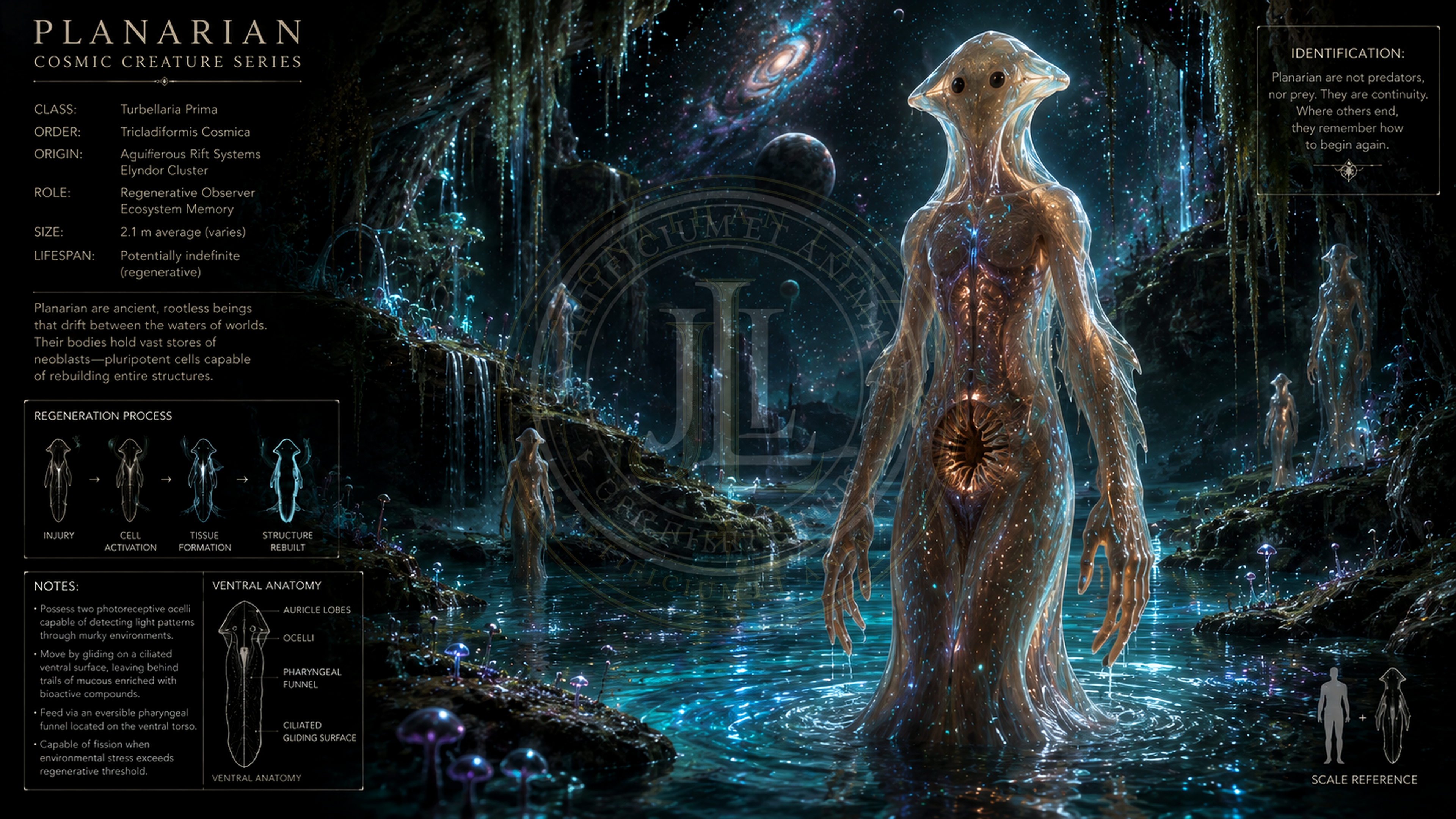 Planarian cosmic creature concept sheet